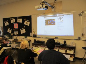 Pupils at Meadows School looking at KEY website